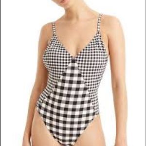J. Crew nwt sz2 1 piece black-white gingham.